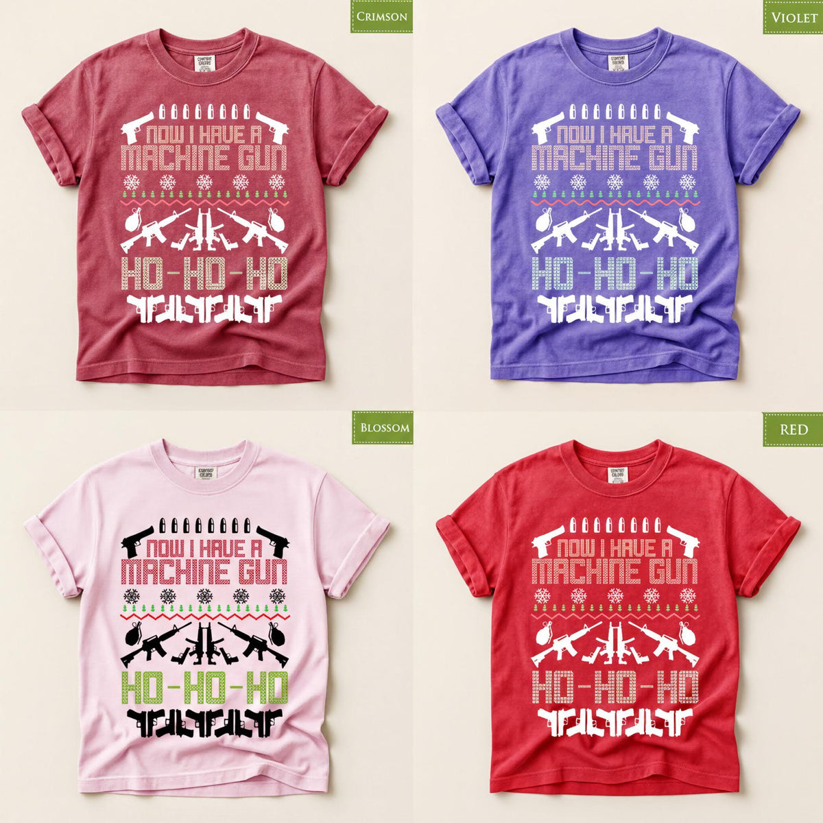 Comfort Colors® Machine Gun Christmas Shirt, Funny Gun Holiday Tee, Christmas Sweater Graphic, Hunting Gift
