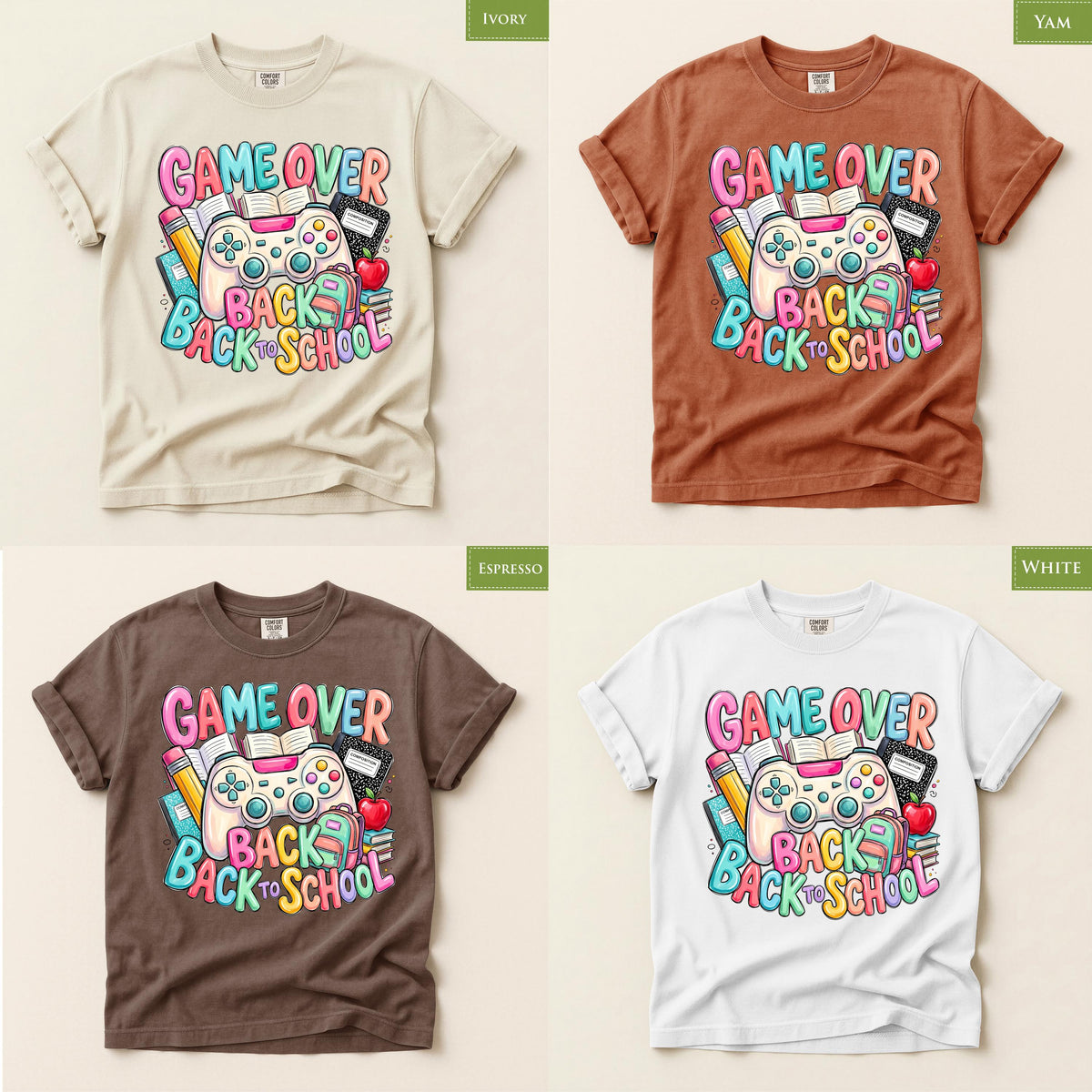 Comfort Colors® Game Over Back to School Gamer Shirt, Student Teacher First Day Graphic Gift