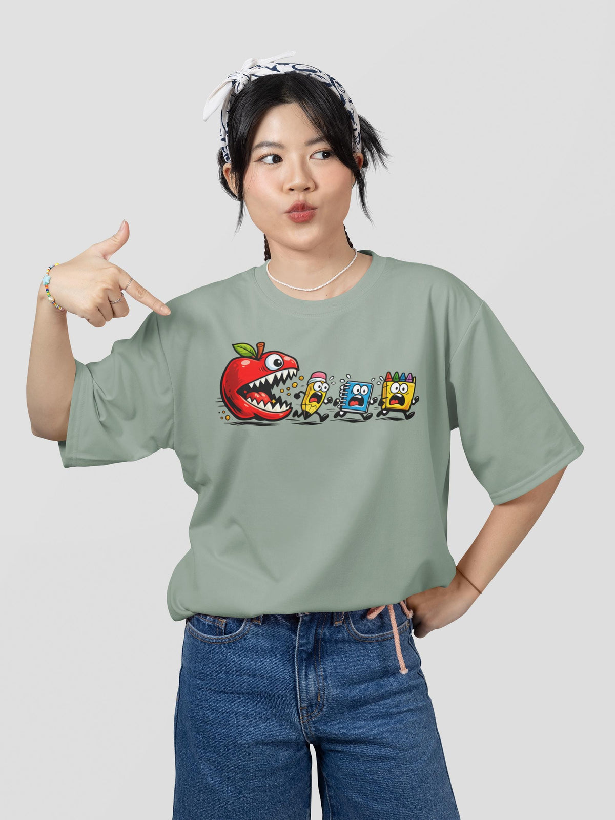 Comfort Colors® Funny Back to School T-shirt, Apple Monster Shirt, Teacher Student Classroom Graphic Tee