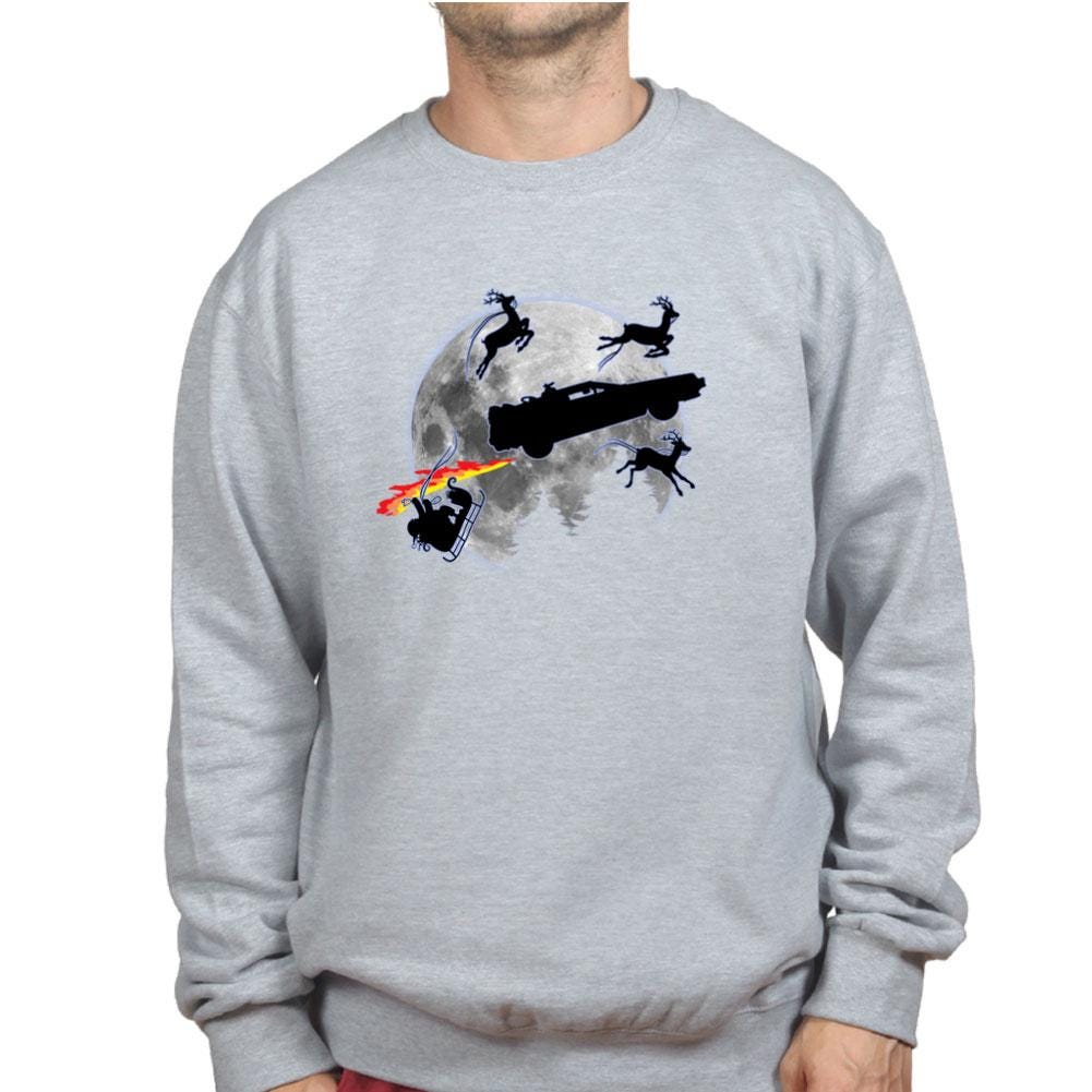 Time Traveling Car Christmas Shirt, Funny Santa Sleigh Crash Tee, Retro 80s Sci-Fi T-shirt, Time Machine Reindeer Chaos Gift Idea