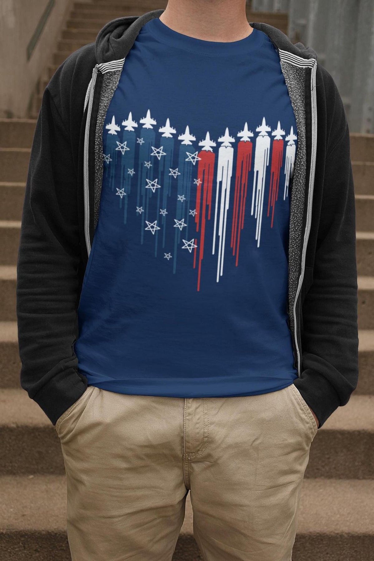 Comfort Colors® Patriotic Fighter Jet Shirt, Air Force Flyover Graphic Tee, 4th of July Celebration Top