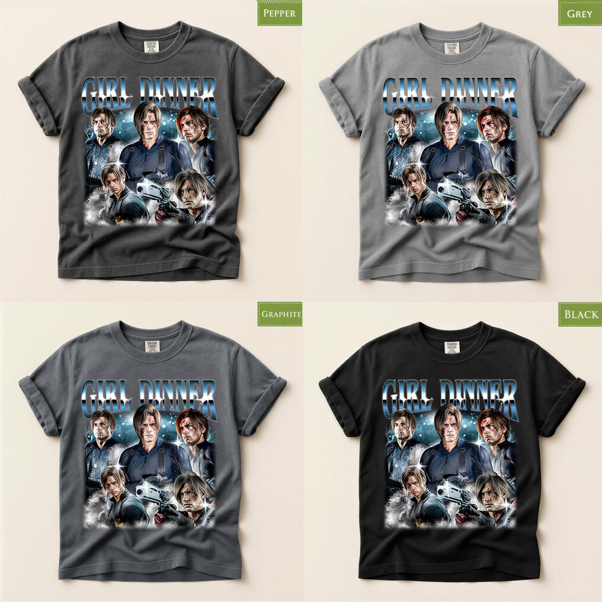 Comfort Colors® Girl Dinner Leon Kennedy T-Shirt, Resident Evil Tee, Requiem RE9 Fan Gift for Gamers
