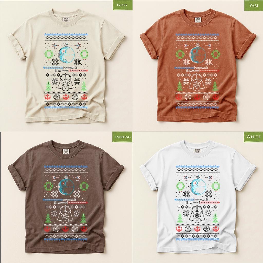 Comfort Colors® Dark Side Christmas Shirt, Space Battle Holiday Tee, Retro Christmas Sweater Graphic, Sci Fi Gift