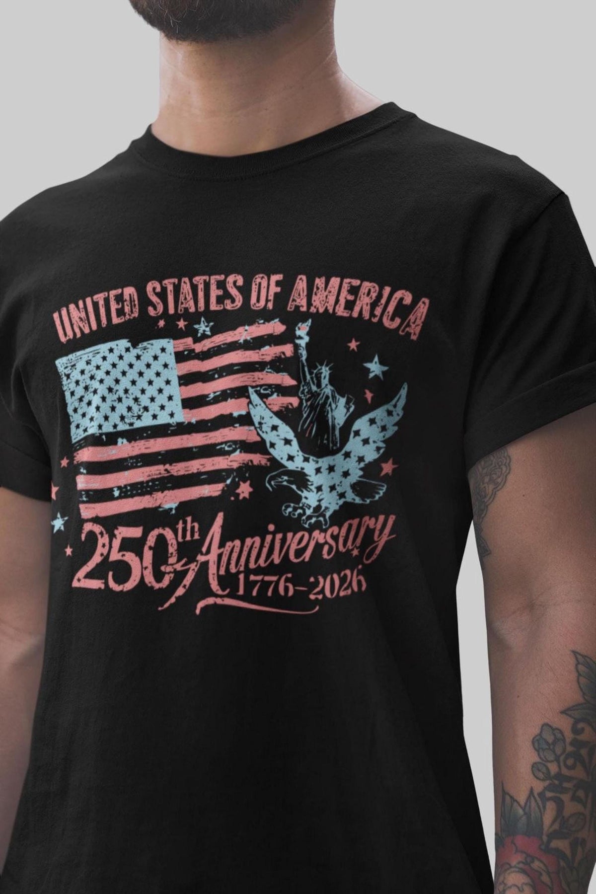 American Flag Shirt, July 4th Celebration Tee, USA 250th Anniversary