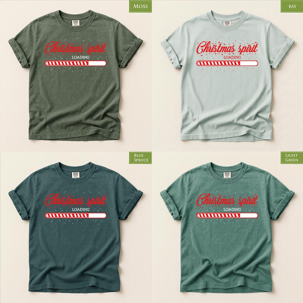 Comfort Colors® Christmas Spirit Loading Shirt, Funny Holiday Tee, Christmas Loading Graphic, Festive Winter Gift