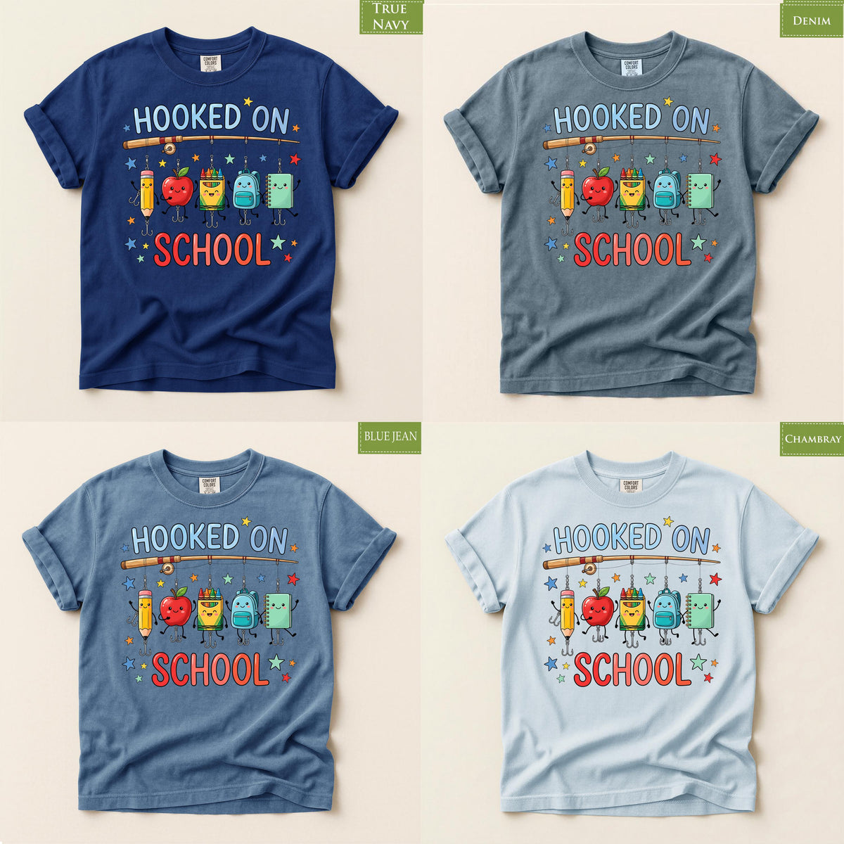 Comfort Colors® Hooked on School Fishing Teacher Shirt, Classroom Student Gift, First Day Back Tee