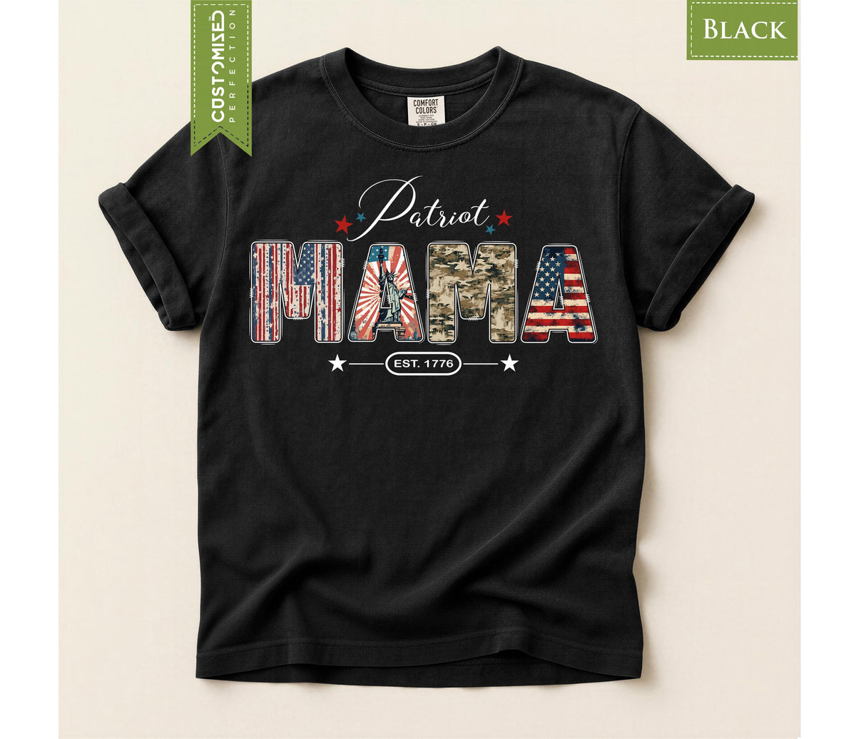 Patriot Mama Shirt, 4th of July Comfort Colors® Tee, Gift for Mom USA