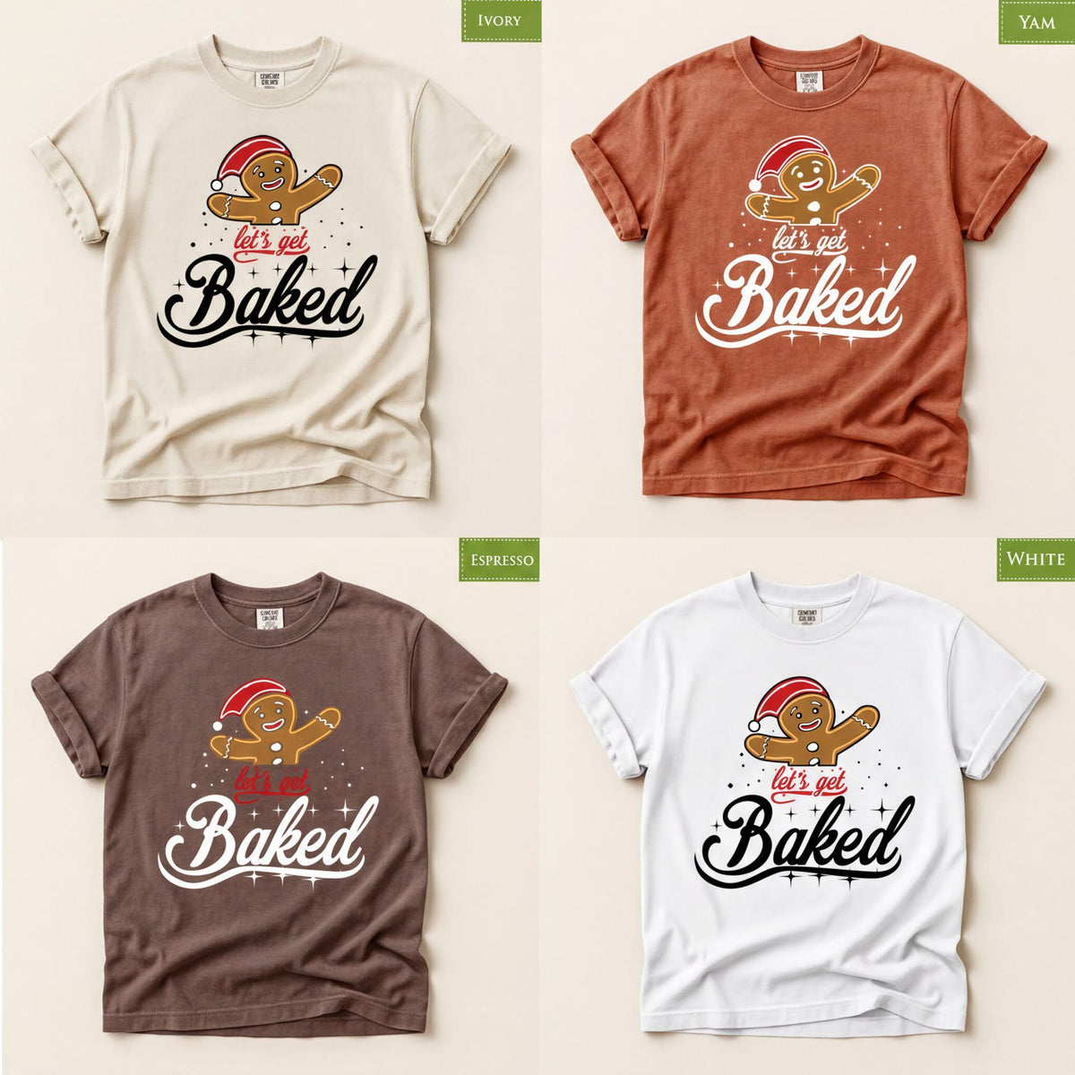 Comfort Colors® Let's Get Baked Christmas Shirt, Funny Gingerbread Tee, Holiday Baking Graphic, Festive Christmas Gift
