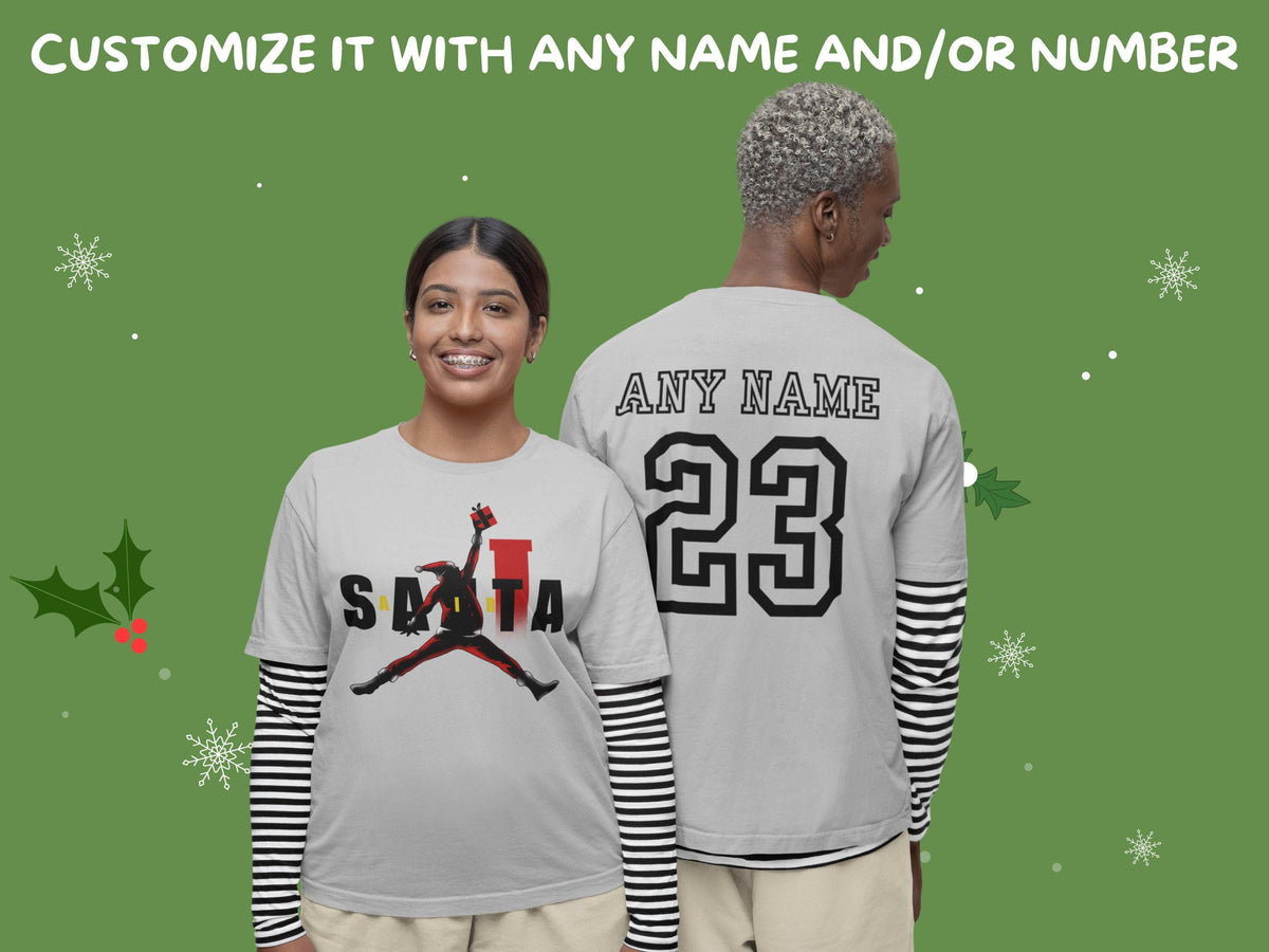 Air Santa Christmas T-shirt, Custom Basketball Santa, Matching Family Shirts