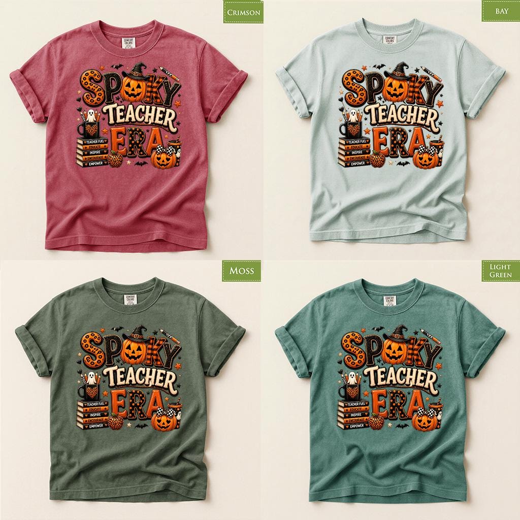 Comfort Colors® Spooky Teacher Era Shirt, Halloween Fall Tee, Pumpkin Classroom Gift, Cute Ghost Witch Top