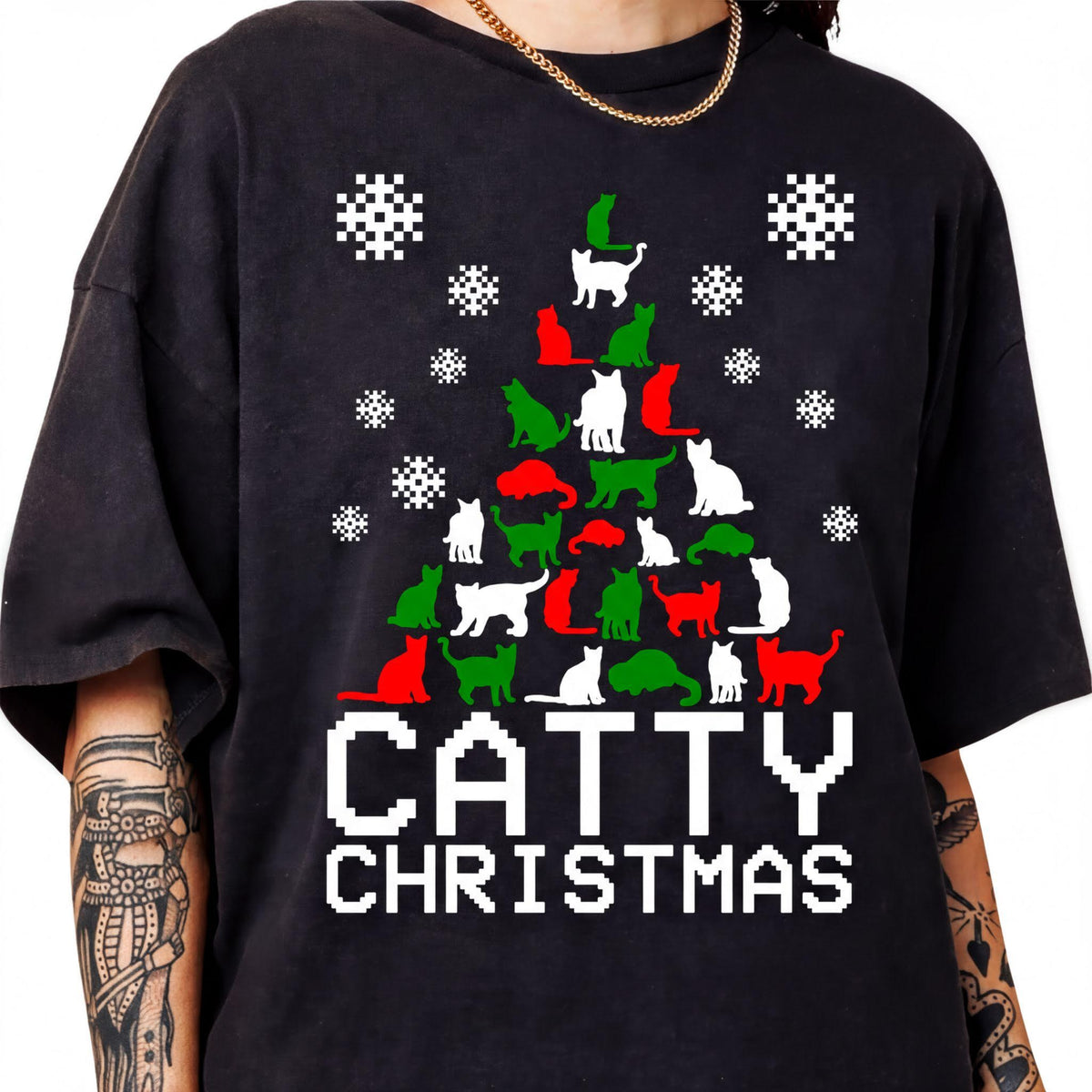 Comfort Colors® Catty Christmas Shirt, Funny Cat Holiday Tee, Cute Christmas Graphic, Cat Lover Gift