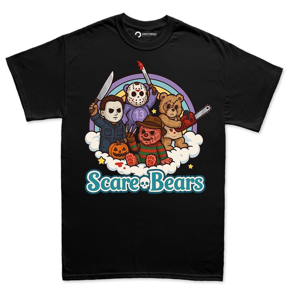 Comfort Colors® Halloween Cute Retro Slasher Bear Shirt, Scare Bears Horror Graphic Tee, Fall Autum Top