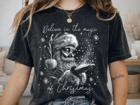 Comfort Colors® Believe in the Magic Christmas Shirt, Santa Holiday Tee, Vintage Winter Graphic, Festive Christmas Gift