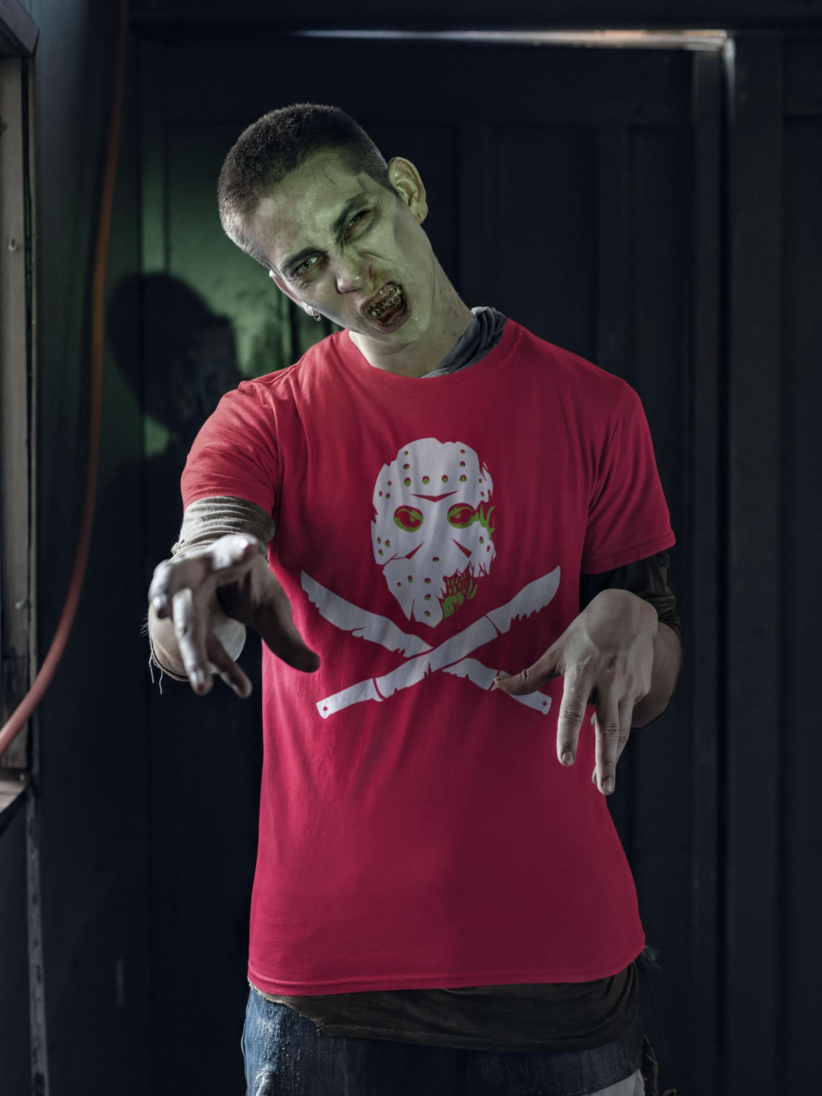 Horror Mask Crossbones Shirt, Hockey Mask Machete Flag T-Shirt, Skull Crossbones Horror Hoodie, Slasher Pirate Sweatshirt