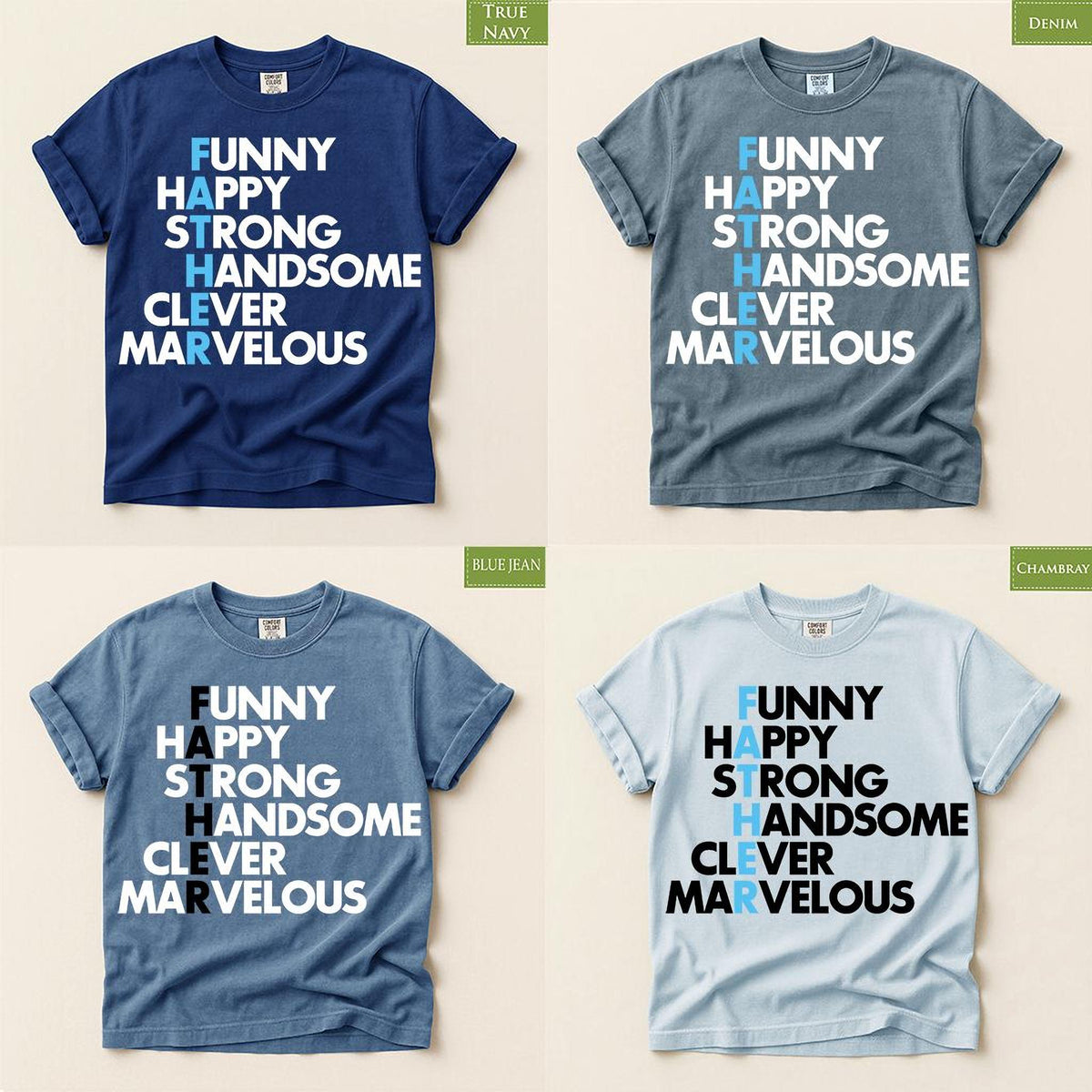 Father Acronym Shirt, Comfort Colors® Crossword Dad Tee, Gift for Dads