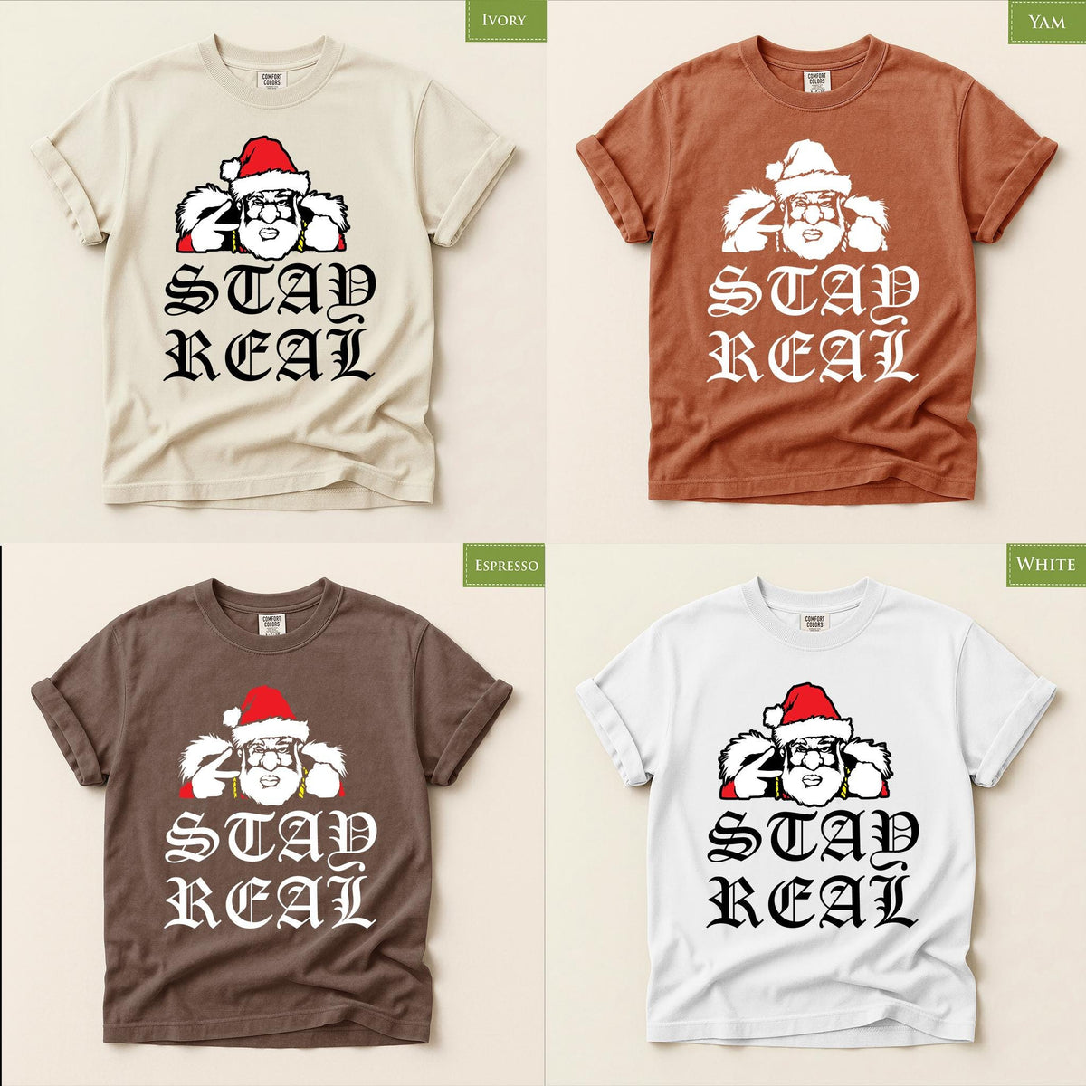 Comfort Colors® Sad Real Christmas Shirt, Funny Santa Holiday Tee, Streetwear Christmas Graphic, Santa Gift