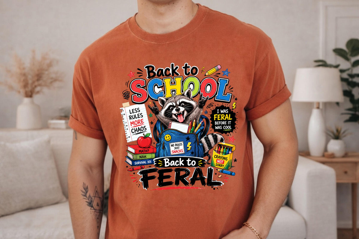 Comfort Colors® Back to School Raccoon Shirt, Feral Student Tee, Funny First Day Gift