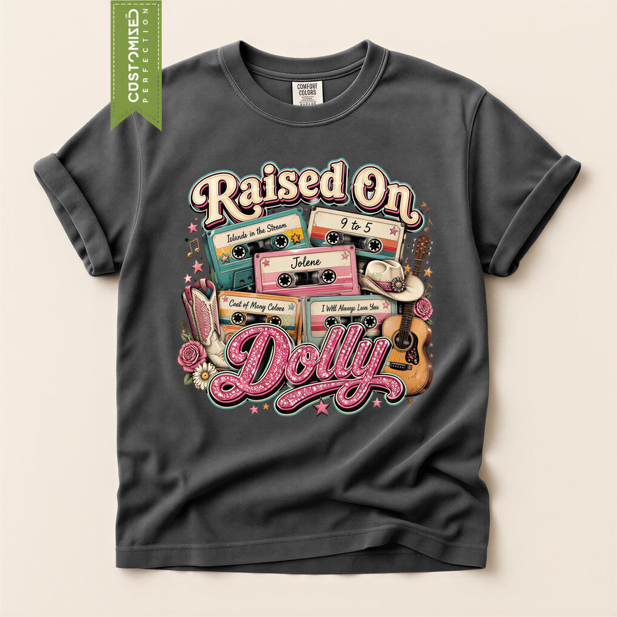 Comfort Colors® Raised On Dolly Parton Country Shirt, Retro Cassette Tape TShirt, Jolene 9 To 5 Country Music Tee, Dolly Parton  Gift Idea