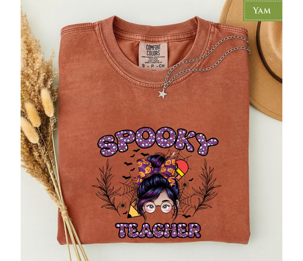 Comfort Colors® Spooky Teacher Shirt, Halloween Teacher Tee, Cute Ghost Season Fall Educator Top
