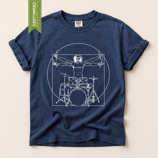 Comfort Colors® Vitruvian Drummer Shirt, Da Vinci Drum Tshirt, Tee for Drummers