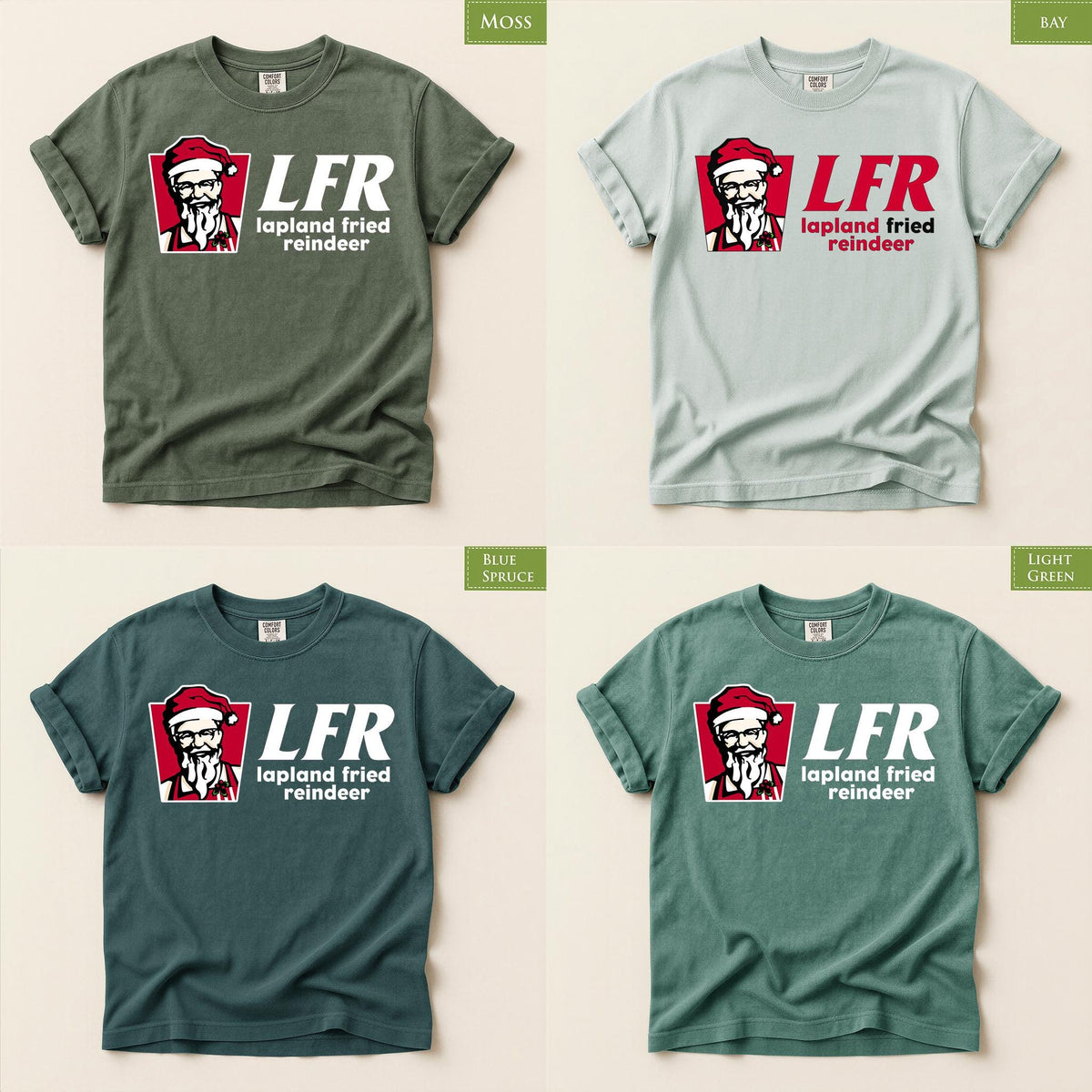 Comfort Colors® Lapland Fried Reindeer Shirt, Funny Christmas Tee, Santa Reindeer Holiday Graphic, Festive Gift