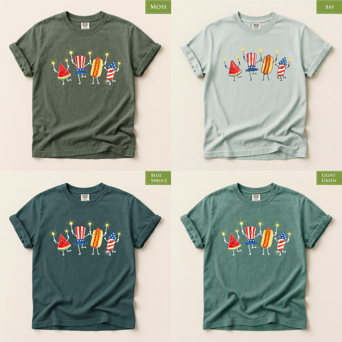 Comfort Colors® July 4th 250th Fireworks Shirt, Patriotic Cute Doodle Fourth of July TShirt, Funny Summer Tee