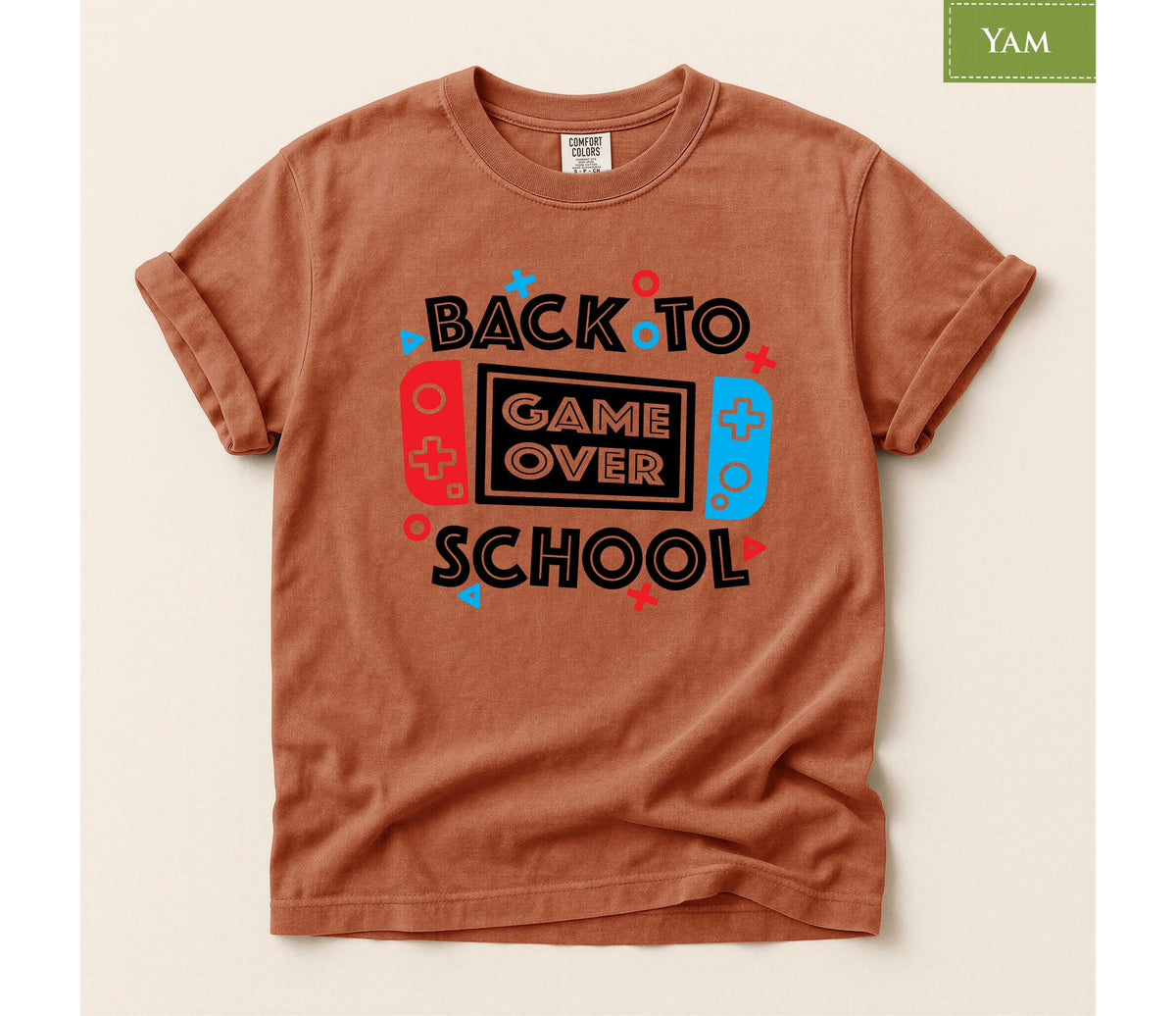 Comfort Colors® Game Over Gamer Shirt, Back to School Graphic Tee, First Day Student Teacher Gift