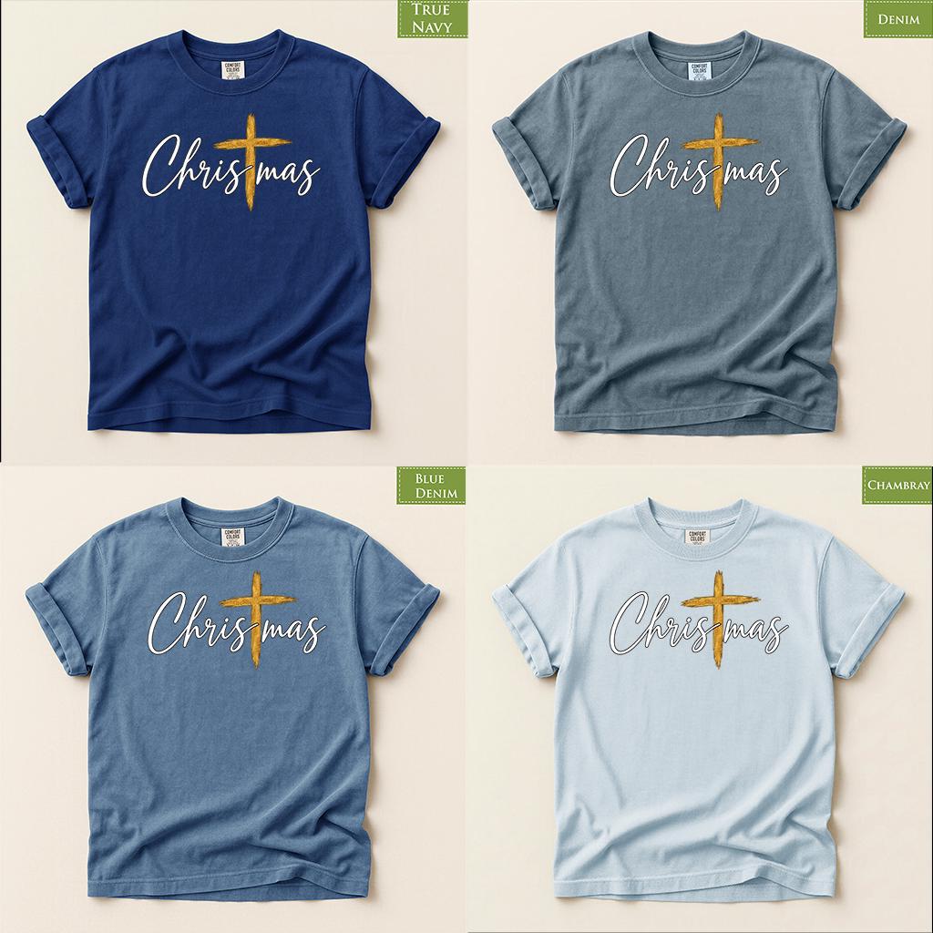 Comfort Colors® Christmas Cross Shirt, Christian Christmas T Shirt, Religious Holiday Tee, Faith Based Gift