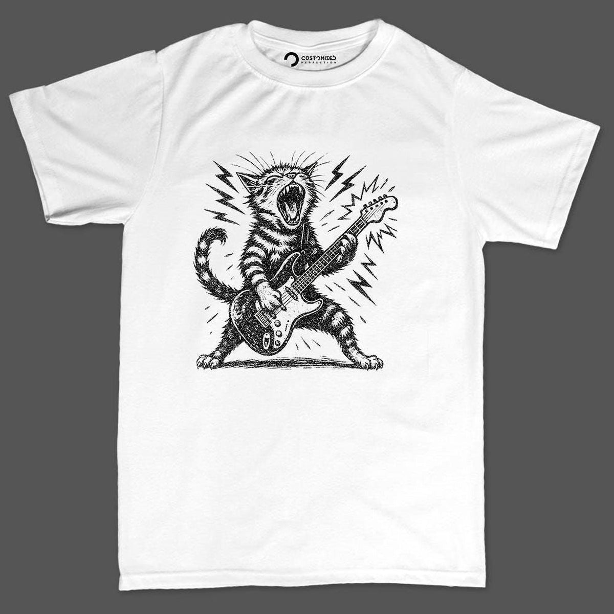 Rock and Roll Cat Guitar T-Shirt | Funny Feline Lover Tee