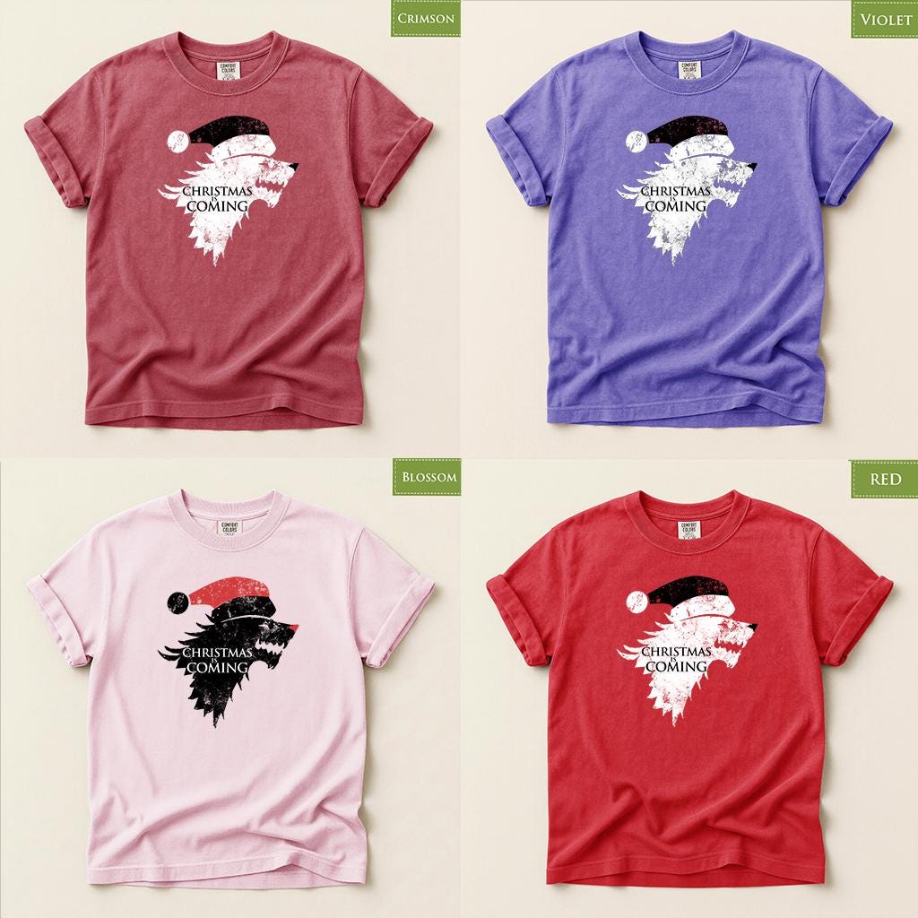 Comfort Colors® Christmas Is Coming Shirt, Santa Wolf Holiday Tee, Winter Graphic, Funny Christmas Gift