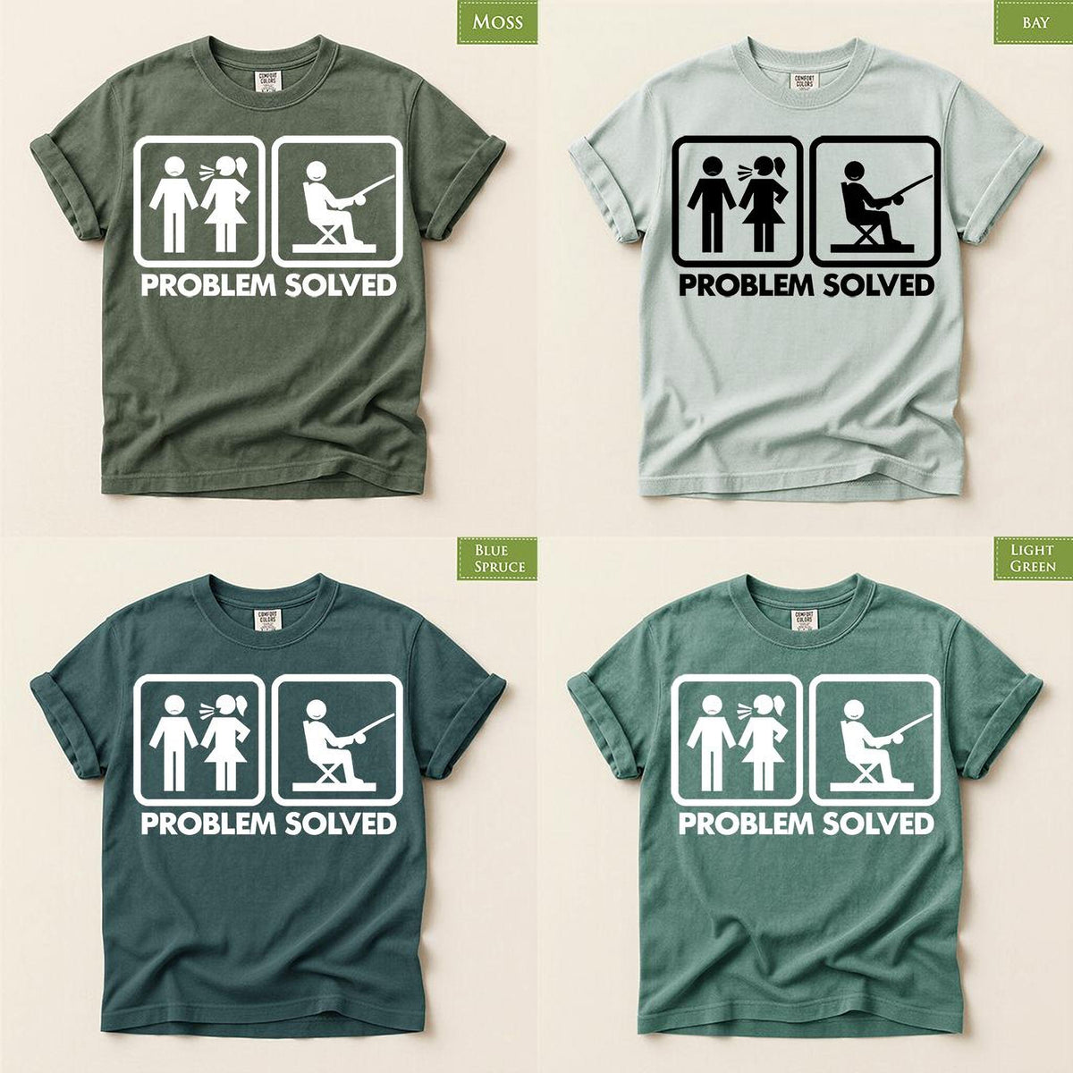 Comfort Colors® Funny Fishing Shirt, Problem Solved Tee, Angler Fisherman Gift