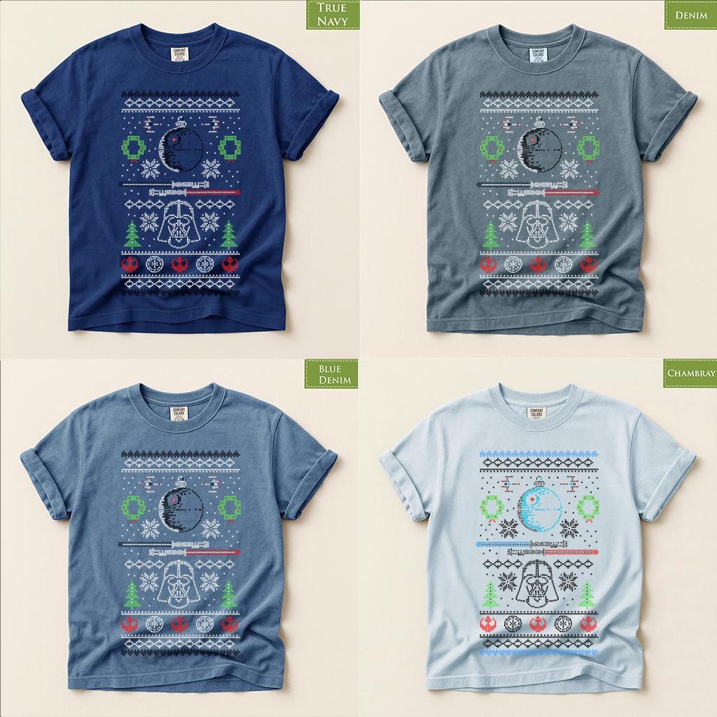Comfort Colors® Dark Side Christmas Shirt, Space Battle Holiday Tee, Retro Christmas Sweater Graphic, Sci Fi Gift
