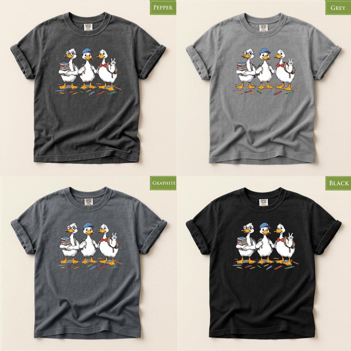 Comfort Colors® Little Duck Goose Back to School Shirt, Cute Geese Teacher Student Tee, BTS First Day Graphic Tee