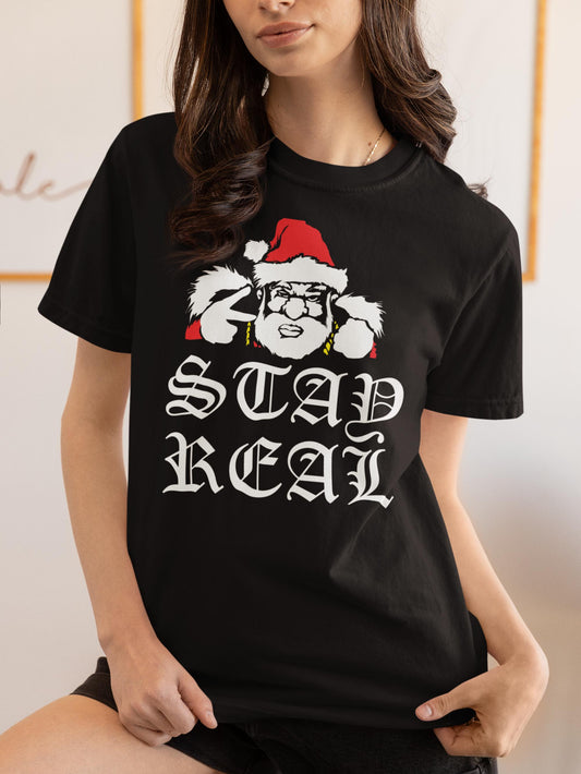 Comfort Colors® Sad Real Christmas Shirt, Funny Santa Holiday Tee, Streetwear Christmas Graphic, Santa Gift
