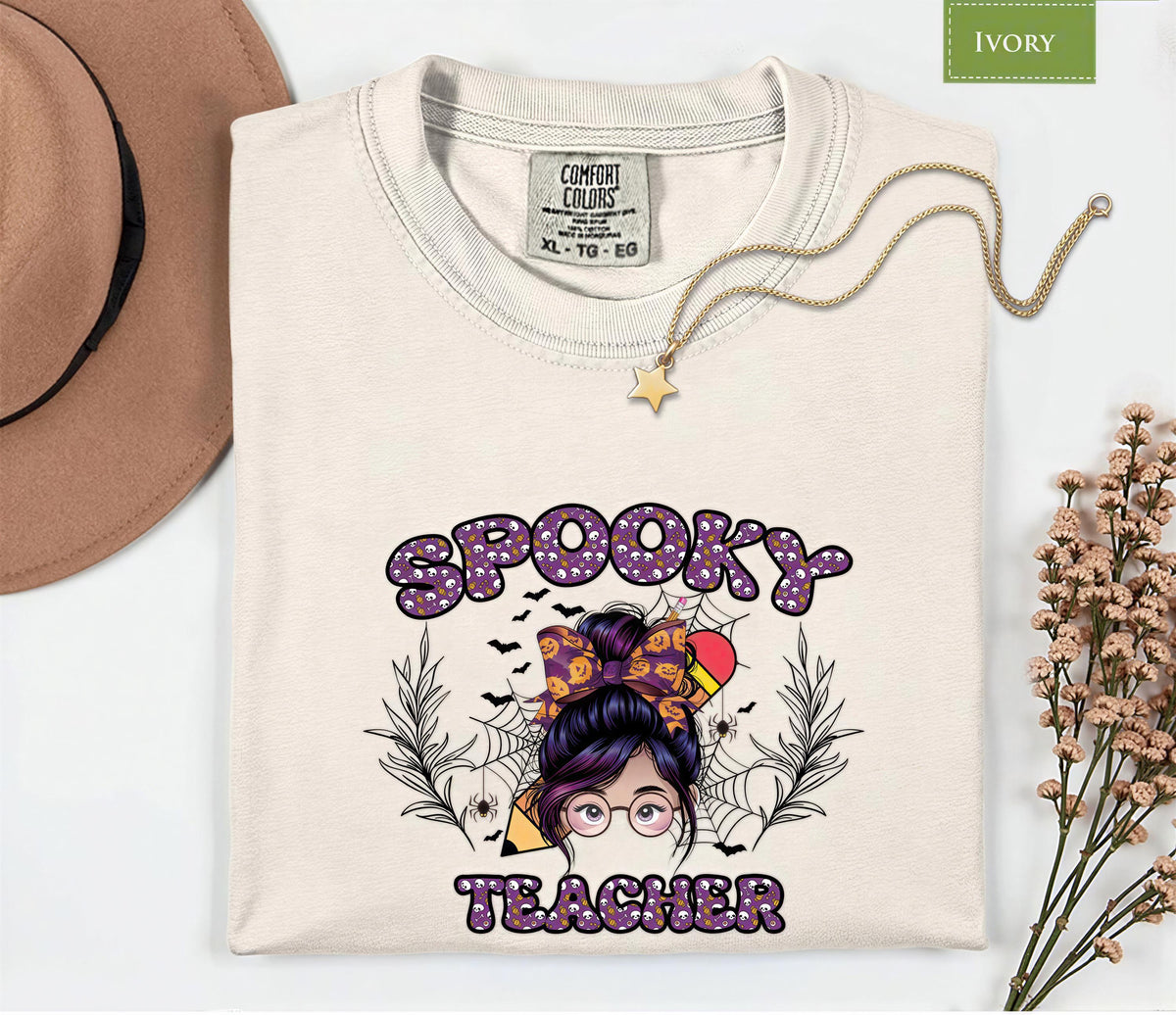 Comfort Colors® Spooky Teacher Shirt, Halloween Teacher Tee, Cute Ghost Season Fall Educator Top