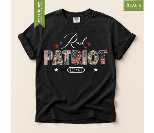 Real Patriot Tee, Comfort Colors® USA 250th Anniversary Shirt, American Pride
