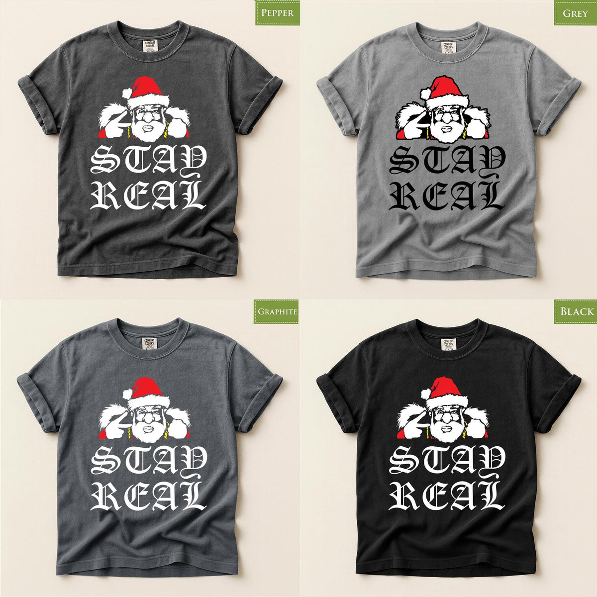 Comfort Colors® Sad Real Christmas Shirt, Funny Santa Holiday Tee, Streetwear Christmas Graphic, Santa Gift