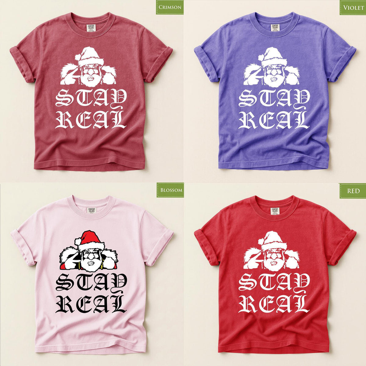 Comfort Colors® Sad Real Christmas Shirt, Funny Santa Holiday Tee, Streetwear Christmas Graphic, Santa Gift