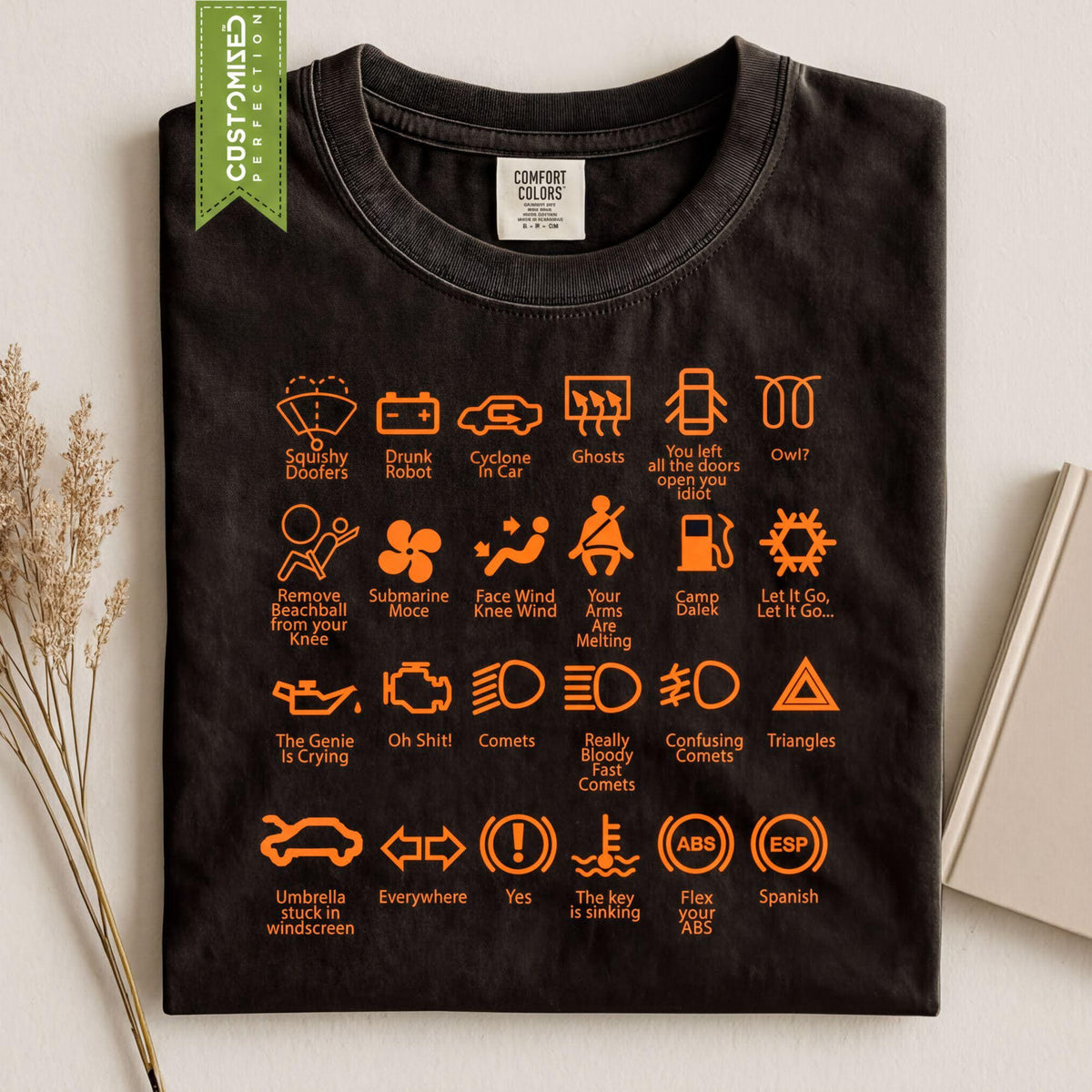Comfort Colors® Dashboard Warning Lights T-Shirt: Sarcastic Car Mechanic Humor Tee