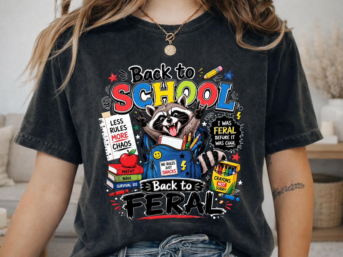 Comfort Colors® Back to School Raccoon Shirt, Feral Student Tee, Funny First Day Gift