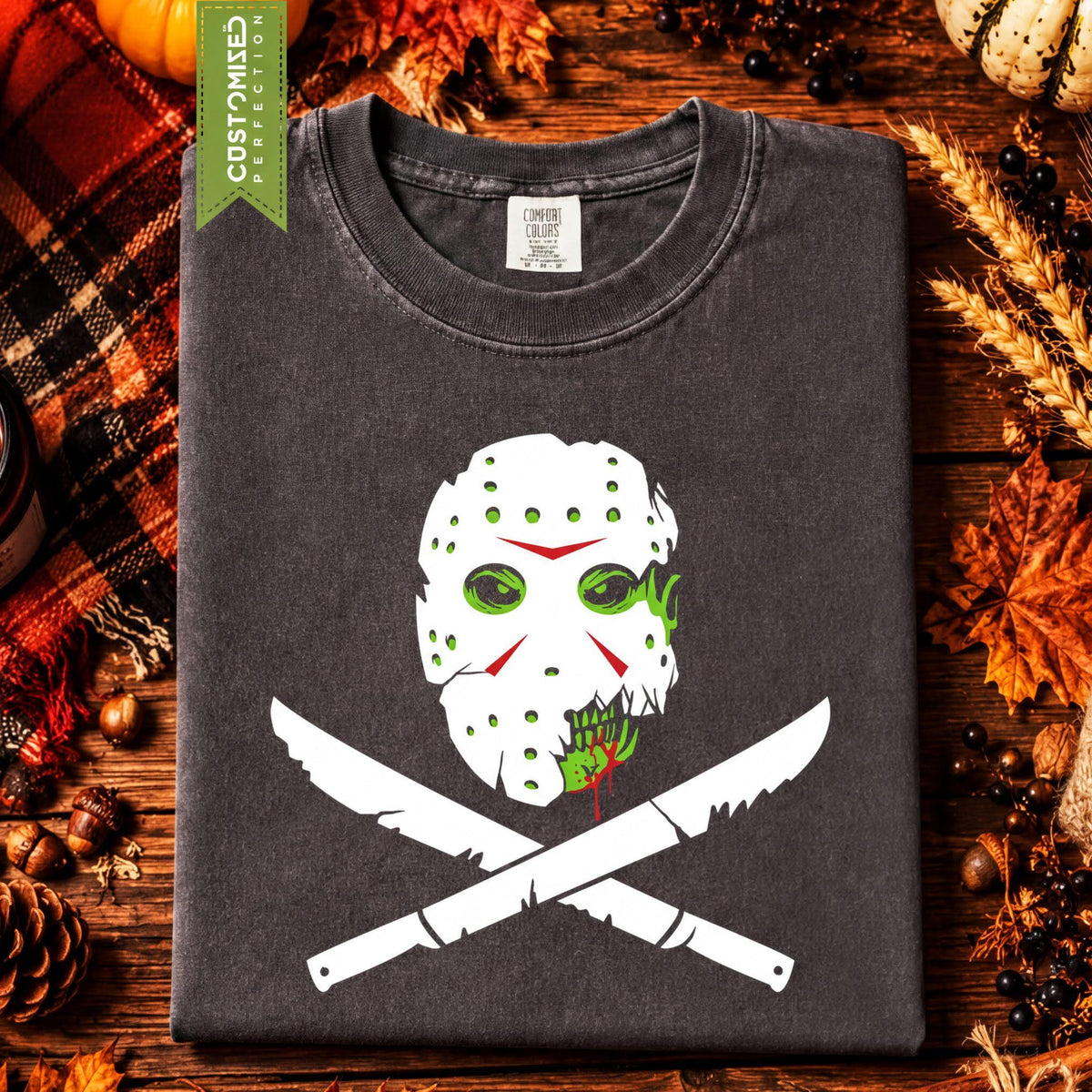Comfort Colors® Halloween Jason T-shirt, Zombie Mask Top, Scary Slasher Tee, Trick Or Treat Costume