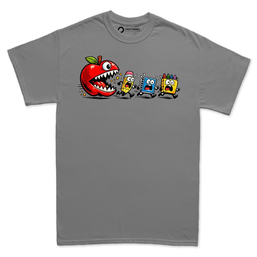 Funny Back to School Shirt, Apple Monster T-shirt, Teacher Student Classroom Graphic Tee