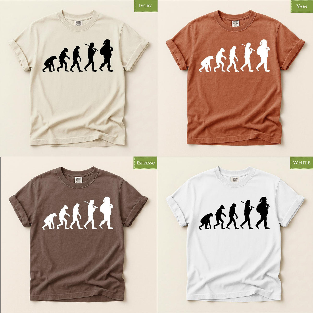 Comfort Colors® Santa Evolution Christmas Shirt, Funny Holiday Tee, Retro Santa Graphic, Festive Christmas Gift