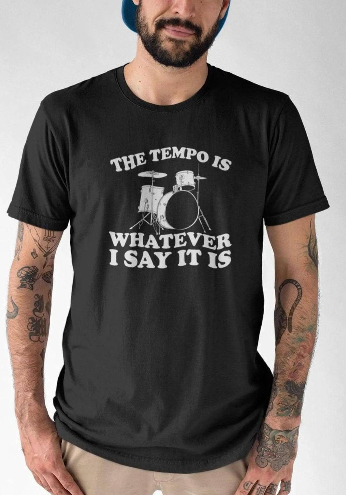 Drummer Shirt for Drum Players: The Tempo Is Whatever I Say Tee, Percussion Gift