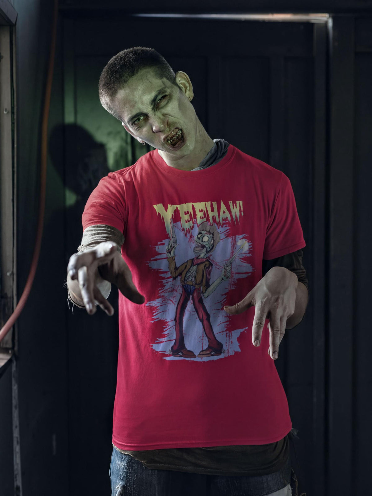 Zombie Cowboy Yeehaw Shirt, Undead Western Halloween T-Shirt, Funny Zombie Cowboy Hoodie, Distressed Western Sweatshirt, Halloween Tee Gift