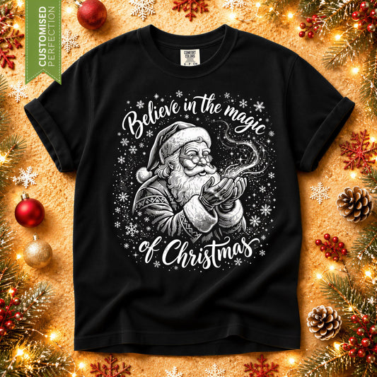 Comfort Colors® Christmas Shirt, Vintage Santa Tee, Believe in the Magic Holiday Graphic, Christmas Gift