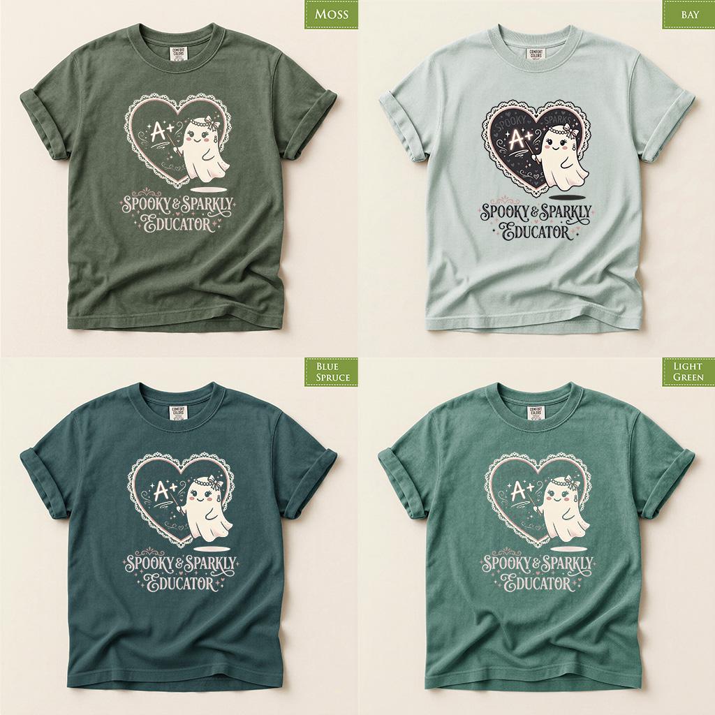 Comfort Colors® Spooky Sparkly Educator Shirt, Back To School  Cute Ghost Teacher Tee, Halloween School top