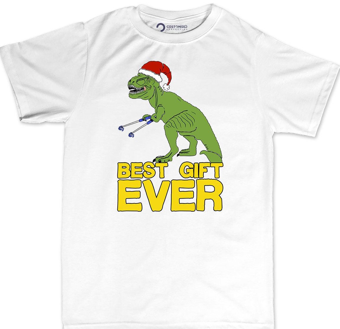 Funny Christmas Dinosaur T-Shirt, T-Rex Santa Holiday Shirt