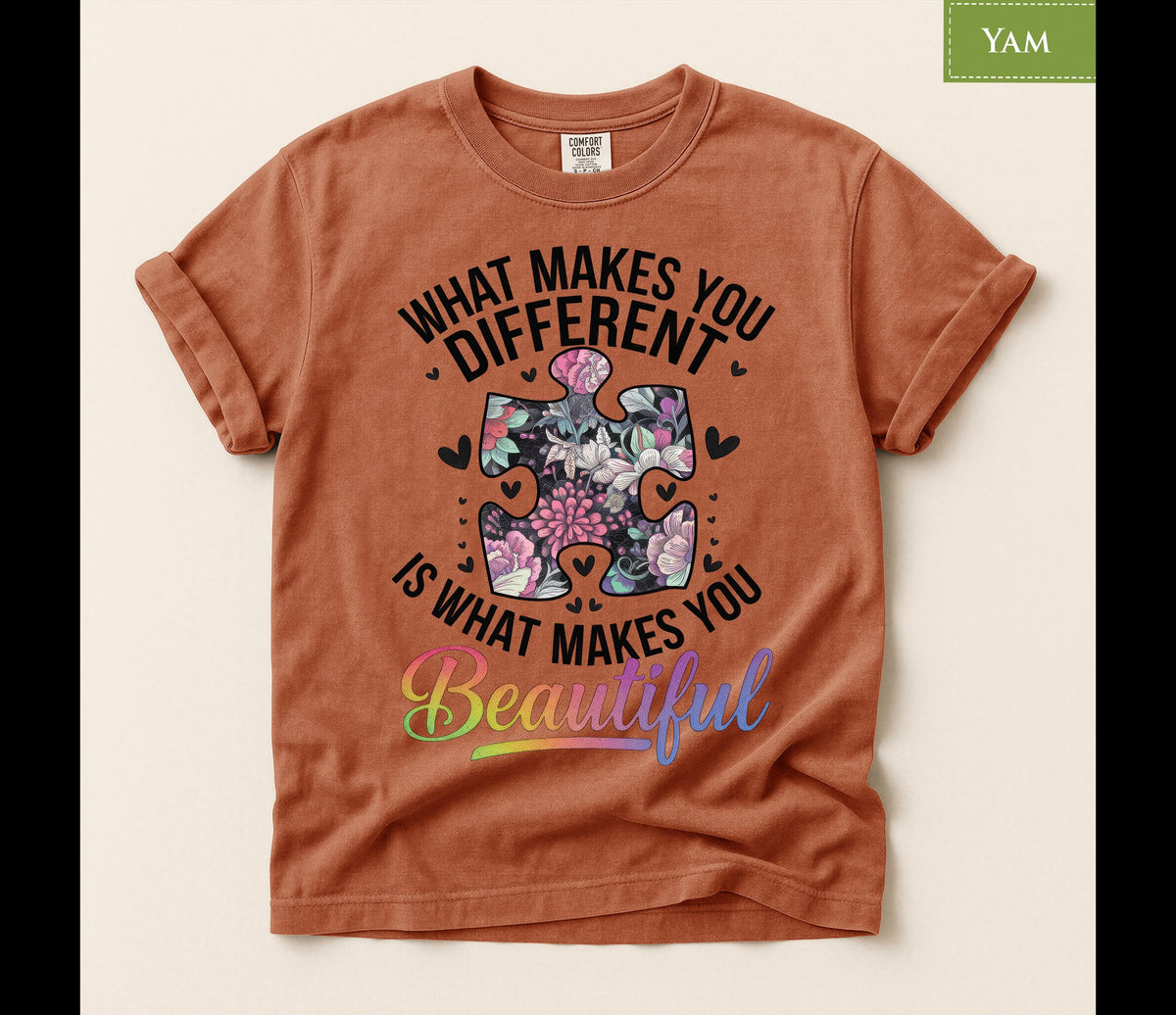 Comfort Colors® Autism Awareness Shirt, Floral Puzzle Piece Tee, Neurodiversity Teacher Gift