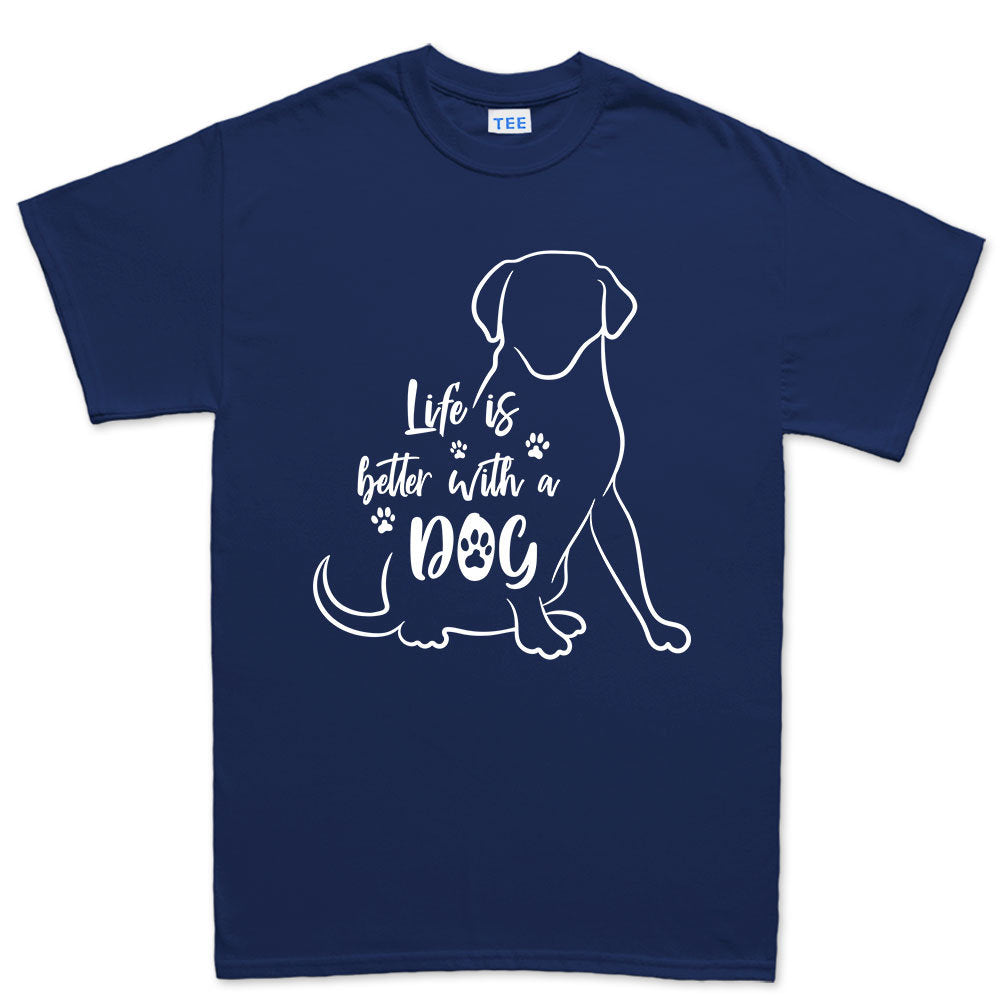 Mens Life Is Better With A Dog Puppy Pet Owner Gift T shirt Tee Top T-shirt
